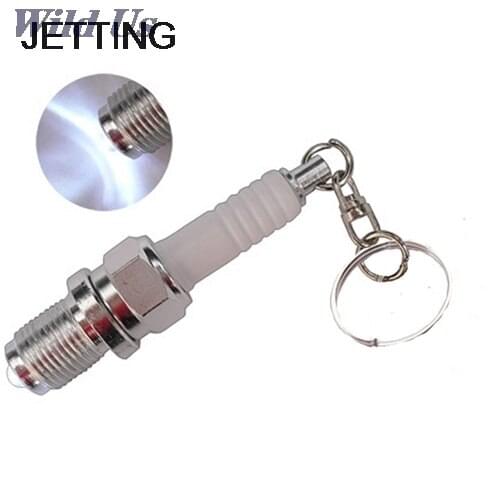 1PC Casual LED Key Chain Spark Plug Key Chain Keychain Car Parts Keyring Car Styling Accessories Decoration
