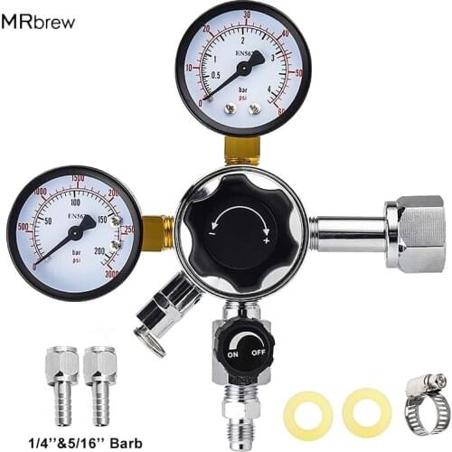 CGA-320 Keg Regulator,Co2 Kegerator Gauge, Co2 Charger,Beer Regulator With Pressure Relief Valve 2 Swivel Nut 1/4’’ & 5/16