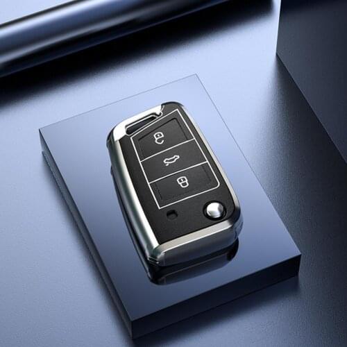 Zinc Alloy Car Key Case For VW Polo Golf4 MK7 Golf7 T5 Skoda Octavia A5 A7 Leon Ibiza Ateca Kodiaq Car Accessories