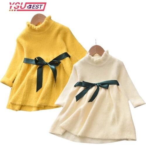 1-6Yrs Baby Long Sleeve Sweater Dress Girls Princess Baby Girl Clothes Sweet Tutu Party Dresses Christmas Little Girl Clothes
