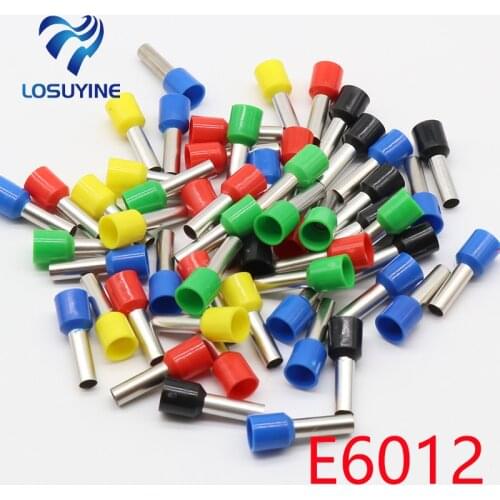 E6012 Tube insulating terminals 6MM2 100PCS/Pack Cable Wire Connector Insulating Crimp Terminal Insulated Connector E