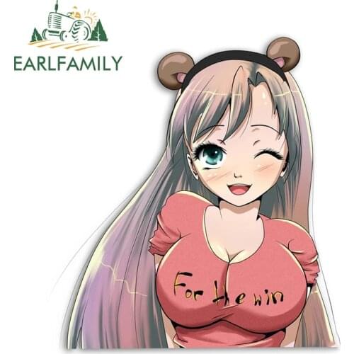 EARLFAMILY 13cm x 12.3cm for Anime Girl For the Win Car Sticker Personality Motorcycle Decal Refrigerator Car Door Protector
