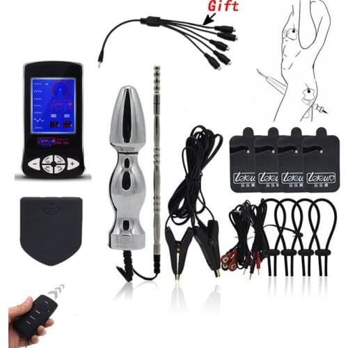 Electro Shock Anal Plug Penis Plug Cock Rings Massage Pad Nipple Clamps Medical Themed Kits For Men Electric Stimulate Sex Toys