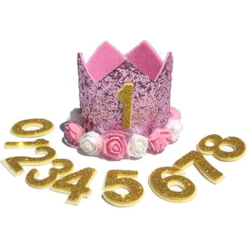 Children Pet Dog Shiny Cute Non-woven Crown Birthday Cap Hat Numbers Party Decor Teddy Labrador Birthday Party Party Sign