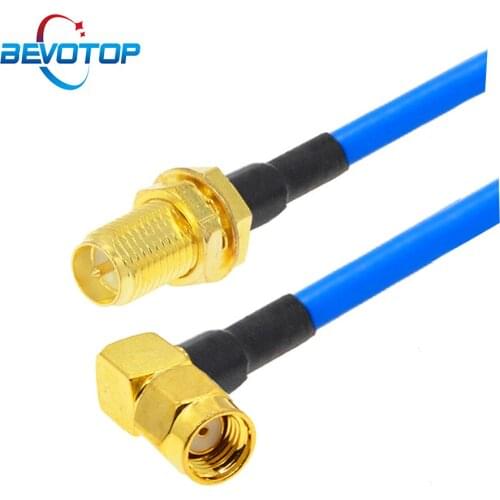 RP SMA Female to RP SMA Male Right Angle RG402 Cable Semi-Flexible 50 Ohm Pigtail High Frequency Test Cable Extension Jumper