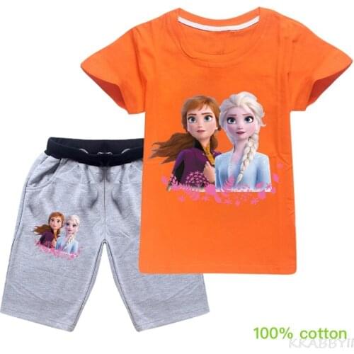 Disney Buy Frozen Childrens Clothing Sets Boys and Girls Summer T-Shirt Shorts Sets Sportswear Sets