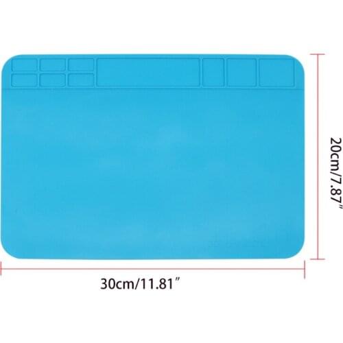 203F Large Size Soldering Iron Pad 11.81x7.87' with Screw Positioning Accessory Slots Heat Insulation Working Mat Silicone