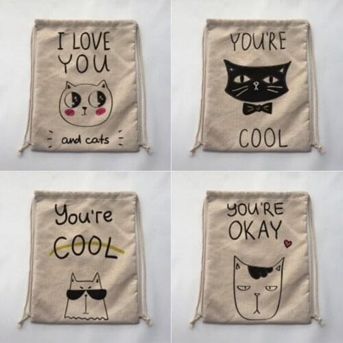 Cool cat style Storage Bag Home Travel Outdoor Hiking Camping Shoe Bag Clothing Organizer Drawstring Backpack