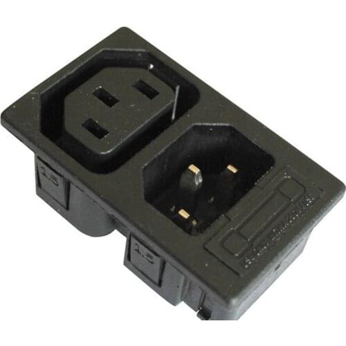 Black CE 250v 10a Copper AC Pannel outlet IEC320 C13 C14 UPS PDU electrical AC power socket with a fuse holder