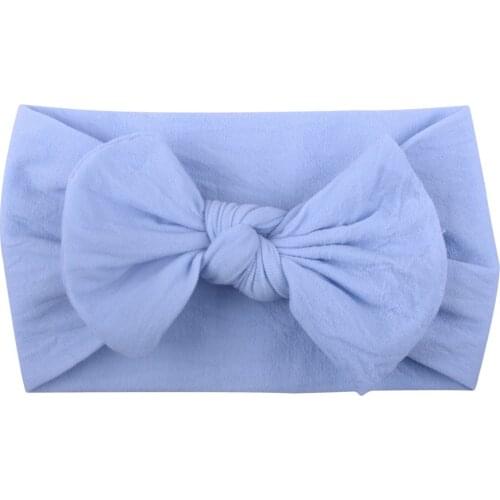 Soft Nylon Bow Childrens Turban headscarf Cute Baby Hair Band Solid Color Headband