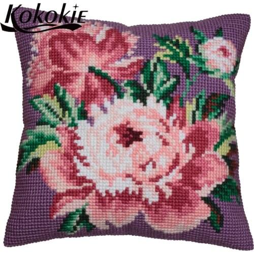 DIY cushion mat flowers throw pillow case cross stitch set 3d Embroidered mats sets handmade Embroidery yarn Needlework kits
