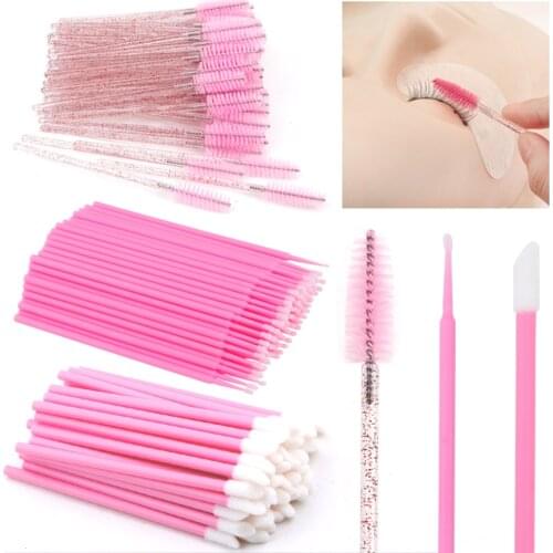 200Pcs Eyelash Brushes Disposable Cotton Swab Micro Lip Brush Wands Individual Eyelashes Microbrush Lash Extension Accessories