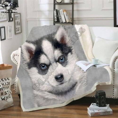 Dog face 3D Printing Plush Fleece Blanket Adult Fashion Quilts Home Office Washable Duvet Casual Kids Girls Sherpa Blanket dog10