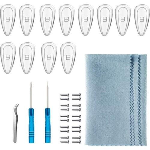 Hot kf-Soft Silicone Air Chamber Eyegl Nose Pads,Eyegl Repair Kit,5 Pairs of Screw-In Air Bag Gles Nose Pad Set(Blue)