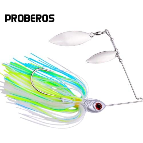 PROBEROS Spinner Bait 10g-14g Fishing Lure 3D Eyes Tandem Willow + Colorado Bladed Spinnerbait Buzzbait For Bass Fishing Tackle