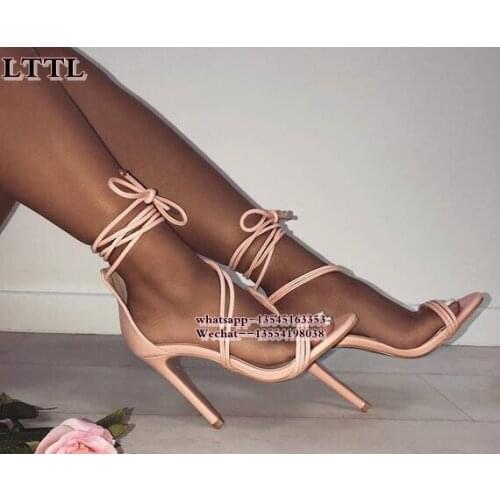 Women fashion Gladiator Sandals New Cross Tied Open toe Design Womens sandal Lace Up Sandals High Heels Sexy party Shoes