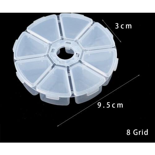 WLYeeS 8 Grids Round Plastic Transparent Beads Jewelry case organizer crafts Box Storage Case for Jewelry Ring Earrings Findings