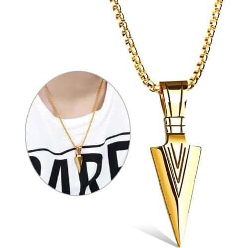 Women Men Necklace Stainless Steel Spearhead Arrowhead Pendant Necklaces Chocker Jewelry SUB Sale