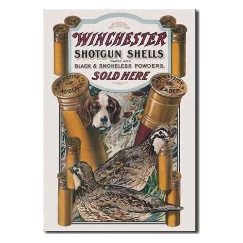 Winchester Dog and Quail Tin Sign Tin Sign Warning Signs Notice Signs Wall Art Metal Wall Sign Mural Size 20*30cm