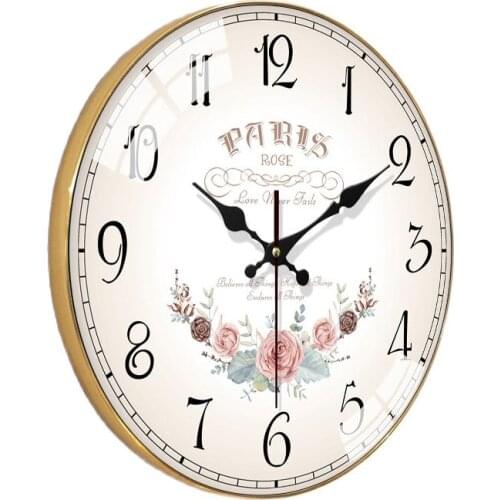 Gold Retro Wall Clock Kitchen Living Room Clock Mechanism European Art Mute Clock Creative Wall Watches Home Decor Saat FZ510
