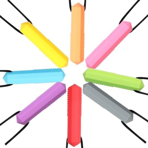 10pcs Gem Silicone Teethers Crystal Chew Necklace Sensory Pandent Chewing Toy for Kids Boys Girls Autism