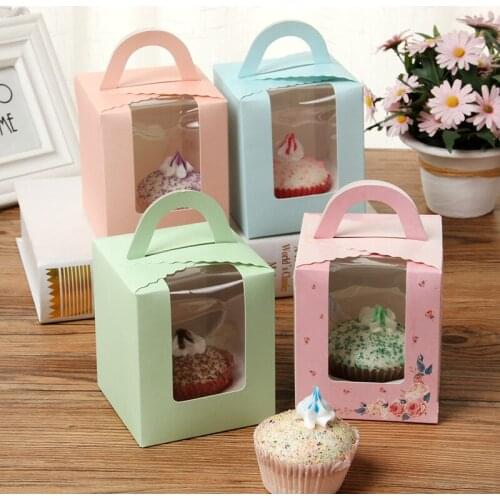 2019 new kawaii paper macaron boxes single muffin cupcake containers dessert packaging boxes for small pastry baking muffin dec