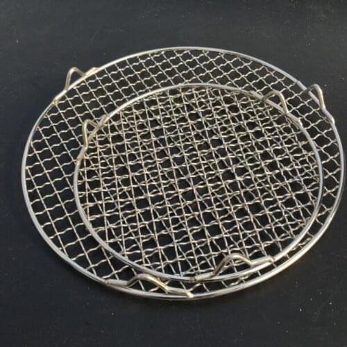 304 Stainless Steel Round Grill Net With Foot Barbecue BBQ Meshes Cooling Rack Steam Baking Rack Camping Outdoor Mesh Wire Net