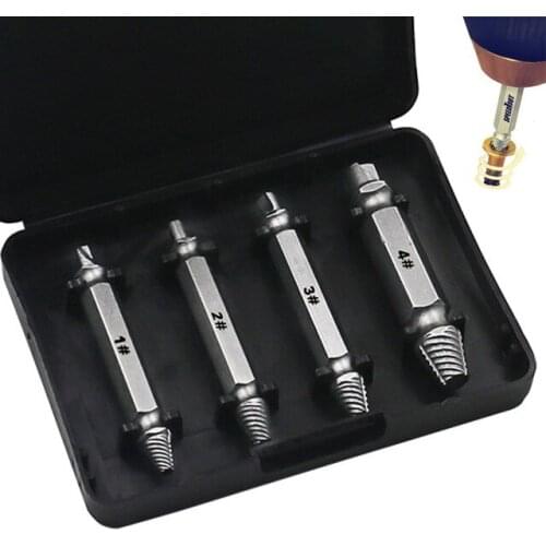 4pcs Damaged Screw Extractor Drill Bits Guide Set Broken Speed Out Easy out Bolt Stud Stripped Screw Remover Tool