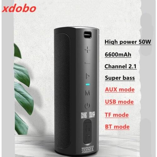 50W High Power Wireless Bluetooth Speaker Portable Sound Column IPX7 Outdoor Waterproof Subwoofer Stereo Surround 6600mAh AUX TF