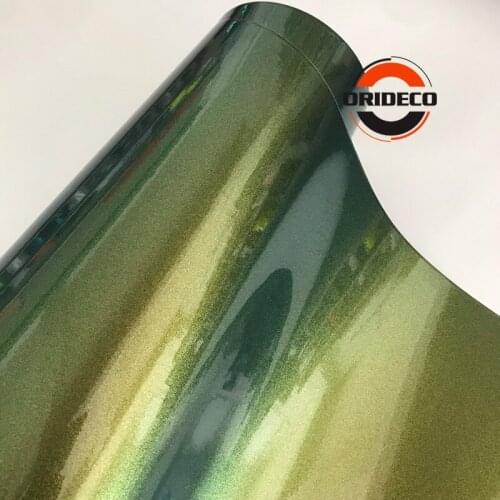 50x150/200/300/500CM Diamond Gloss Chameleon Pearl Glitter Green Gold Vinyl Sticker Car Wrap Foil with Air Release DIY Car Stick