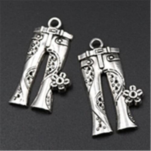 6pcs Silver Plated Sisters Bell-bottoms Charm Necklace Bracelet Pendants DIY Metal Jewelry Handicraft Making For Woman 34*18mm