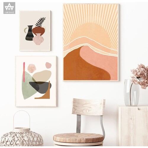 Abstract Fashion Vintage Sun Minimalist Wall Art Canvas Painting Nordic Posters And Prints Wall Pictures For Living Room Decor