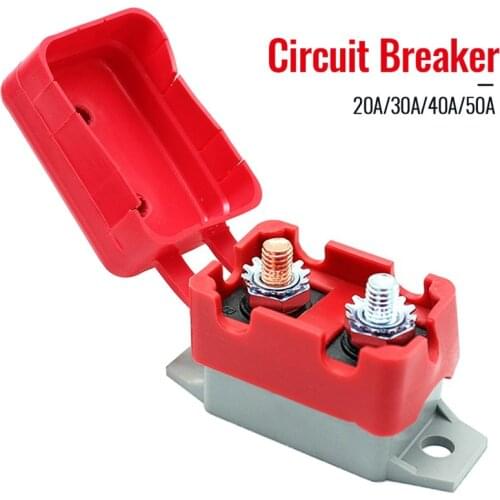 Car Circuit Breaker 20A/30A/40A/50A 12V-24V Manual Reset with Cover for Car Boat Truck