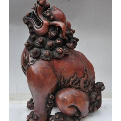 Free Shipping 34cm 14"Chinese FengShui Bronze Foo Dog Lion Beast Pixiu Statue Incense Burner Censer Statue