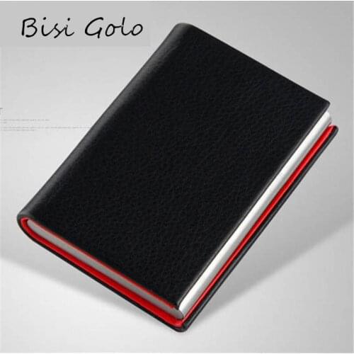 Bisi Goro 2020 Metal Men and Women Card Holder RFID Wallet PU Stainless Steel Single Box Credit Card Holder Fashion ID Holders