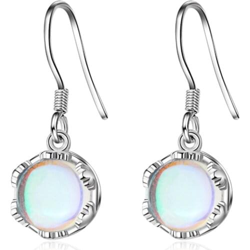 Brand Fashion Moonstone 925 sterling silver Drop Earrings Jewelry Women Dangle Earring 2019 Wedding Party Brincos Lady