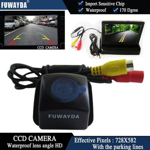 FUWAYDA Color CCD Car Rear View Camera for Toyota Prius 06-10/Camry 09 10/Aurion 06-11+4.3 Inch foldable LCD Monitor WATERPROOF