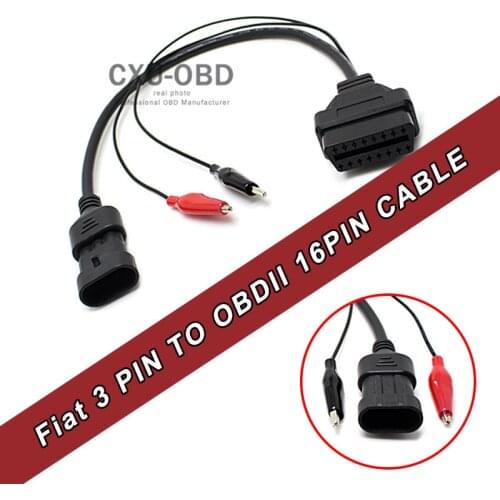 CABLE OBDII FIA T 3 PIN - F IAT 3 PIN OBD to ODB2 EOBD 16 PIN CABLE