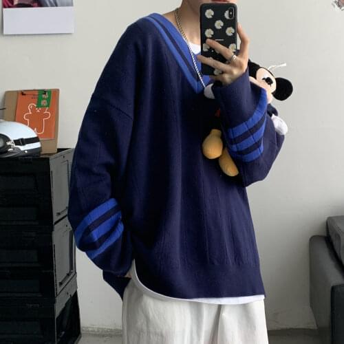 Mens Winter Warm Sweater Korean Streetwear Fashion Pullovers Sweater Autumn College Oversize Casual Male Clothing
