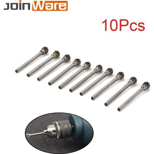 10Pcs 6MM Head Tungsten Steel Carbide Round Ball Shape Cutter Rotary Burr Set Engraving Bit 1/8" 3MM Shank Rotary Tools