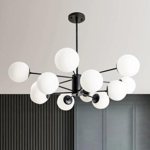 Nordic Living Room LED Chandelier Glass Ball Light Magic Bean Ceiling Hanging Lamp Minimalist Dining Loft Kitchen Bedroom Lustre