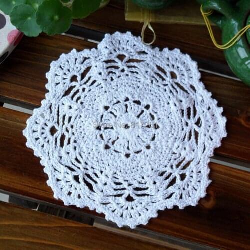 2015 new arrival fashion 6 pic/lot 19cm round cotton crochet table mat for home decor doilies with flower as cup pad coaster mat