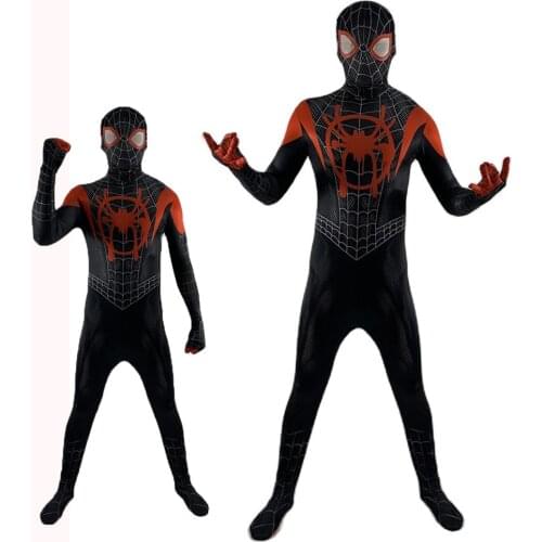 New Miles Morales Far From Home Cosplay Costume Peter Parker Zentai Spider Costume Superhero Bodysuit For Children Spandex