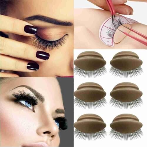 3 pairs of replacement eyeliner with eyelashes model head eyeliner eyelash training practice makeup eyelash extension