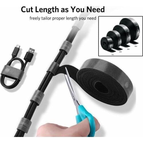 Velcro Strap Cable Tie Fastening Self Adhesive Roll Wrap Wire Clip Velcro Multi-function Finishing Tape Cable Winder 3E26