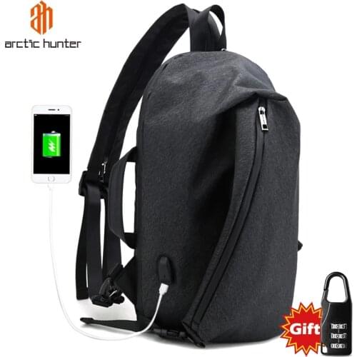 ARCTIC HUNTER Vintage design Casual three uses Crossbody Bags USB Charger Male Chest Bag shoulder back pack Bags for men