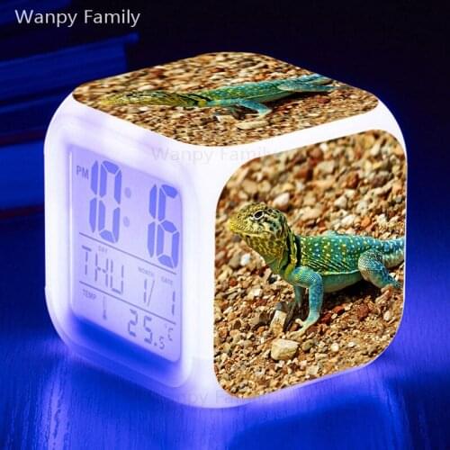 Lizard LED Alarm Clock Color Glowing Touch Sensing Alarm Clock Kids Birthday Gift Multifunctio Electronic Flash Clock