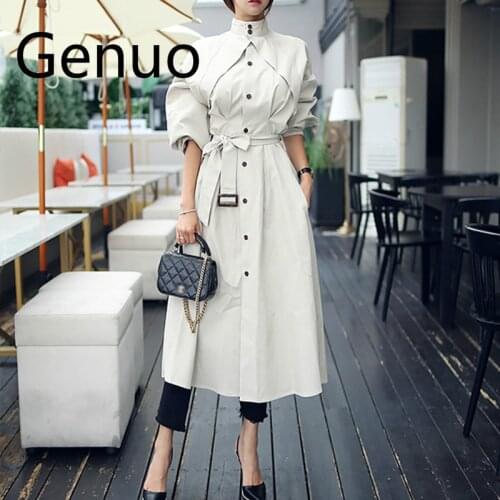 New arrival high quality women fashion comfortable loose a-line trench coat professional temperament outdoor warm long trench