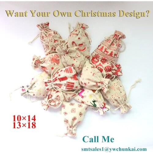 Jewelry Packing Sachet New Year Bag Mini Organizer For Christmas Candy Pouch 10Pcs/Lot Santa Gift Drawstring Bag Can Print Logo