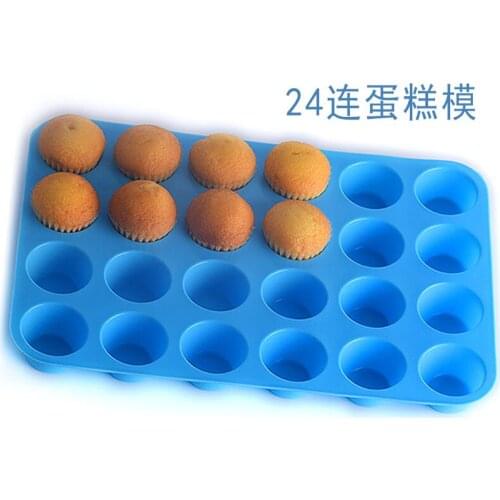 Thickened 24 Hole Round Silica Gel Muffin Cup Mold Jelly Biscuit Baking Plate Cake Baking Mold